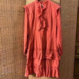 Boden mixed Broderie Shirt Dress S 16/18 L NWT, NWB COLOR Dusty Red